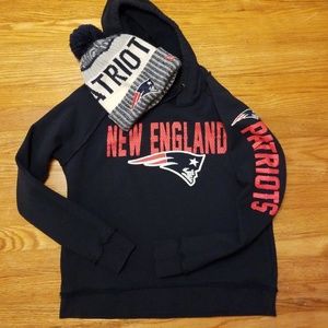 New England Patriots hoodie and the hat is NWOT